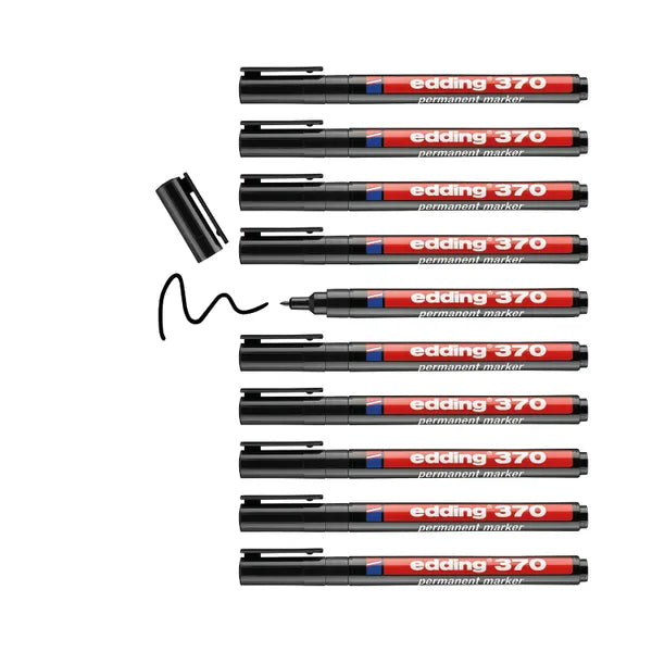 Edding 370 Fine Permanent Marker - Black (Pack of 10)