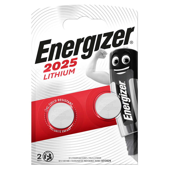 Energizer Lithium Button Cell Battery CR2025 - 3 V DC - 2-Blister - Silver, 