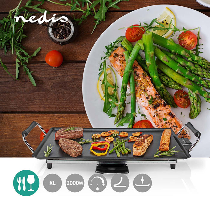 Nedis Teppanyaki Table Grill - Baking surface ( l x w ): 47.5 x 26.5 cm - 5 Heat Settings, 