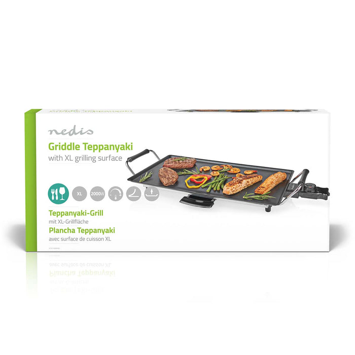 Nedis Teppanyaki Table Grill - Baking surface ( l x w ): 47.5 x 26.5 cm - 5 Heat Settings, 