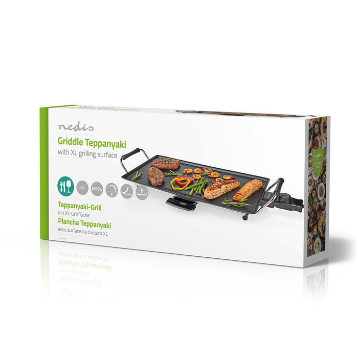 Nedis Teppanyaki Table Grill - Baking surface ( l x w ): 47.5 x 26.5 cm - 5 Heat Settings, 