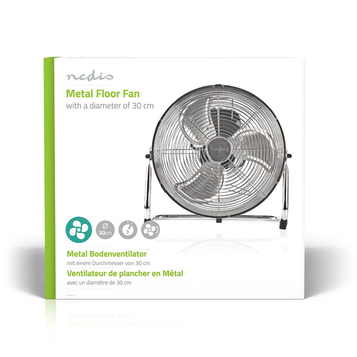 Nedis Floor Fan - 300 mm, 3-Speed, Tiltable, Tiltable - Metal