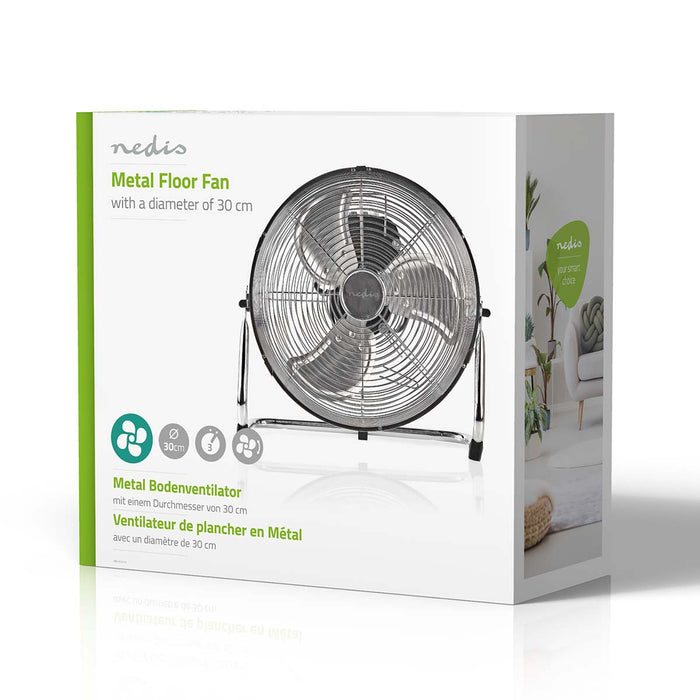 Nedis Floor Fan - 300 mm, 3-Speed, Tiltable, Tiltable - Metal