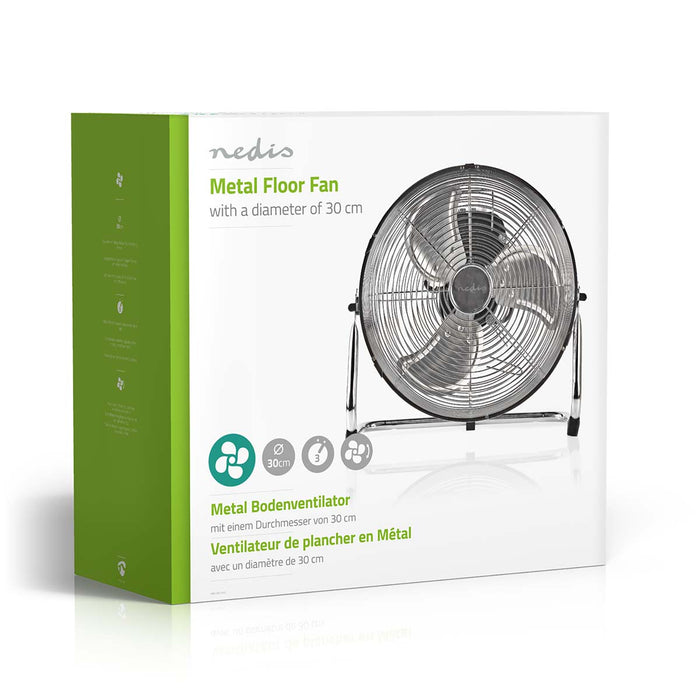 Nedis Floor Fan - 300 mm, 3-Speed, Tiltable, Tiltable - Metal