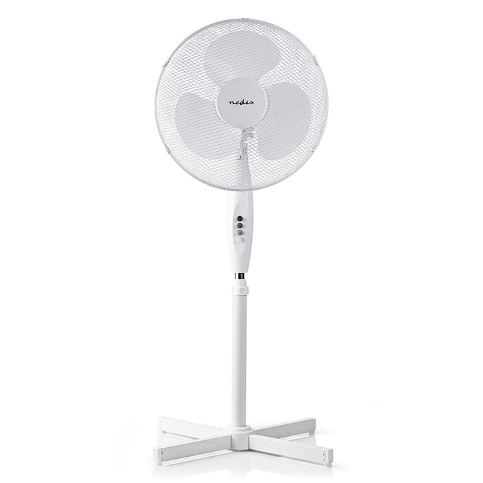 Nedis Stand Fan - Diameter: 400 mm, 3-Speed, Oscillation, Adjustable height - White