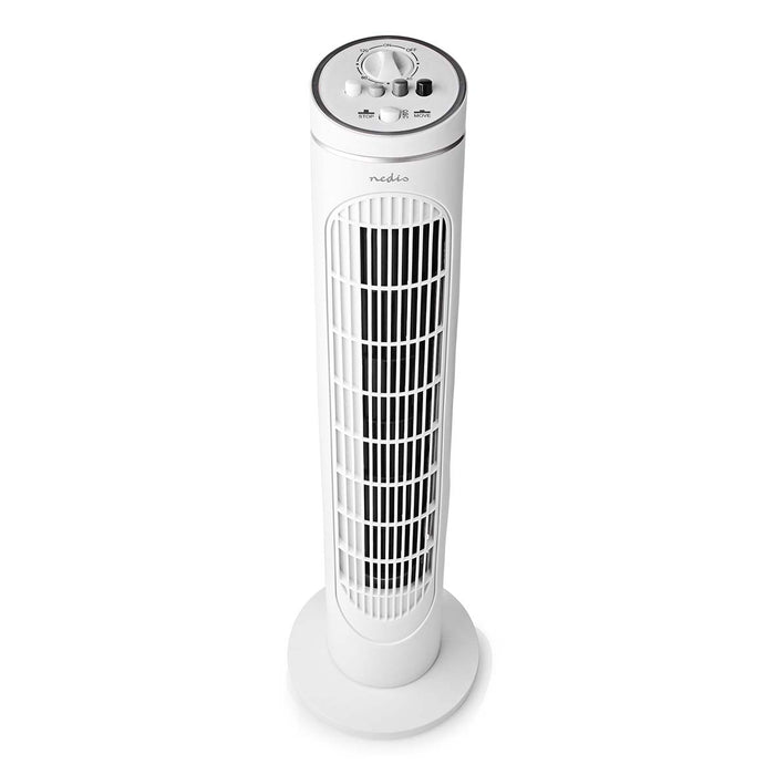 Nedis Tower Fan - 3-Speed, Oscillation, 45 W, Shut-off timer - White