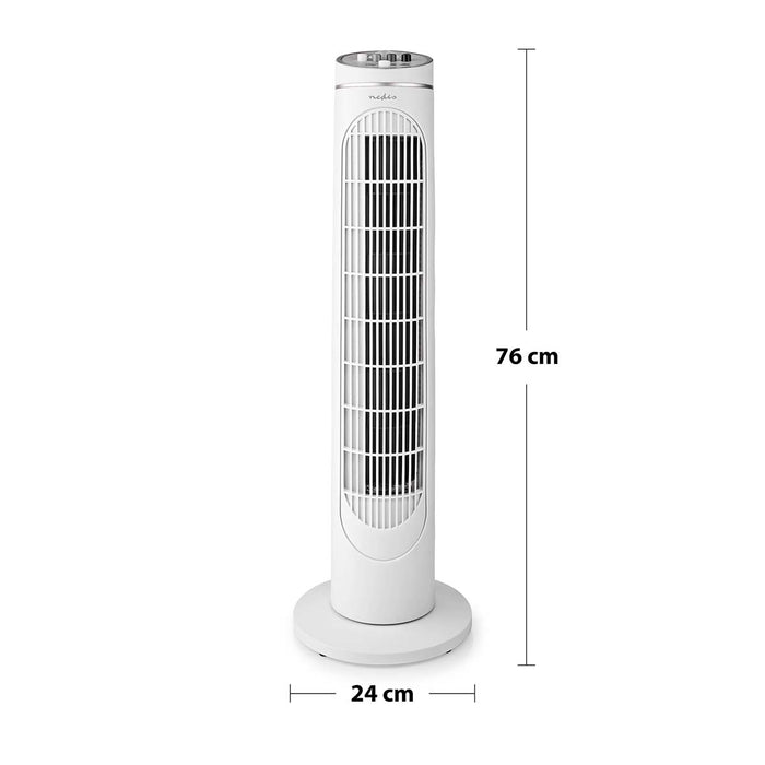 Nedis Tower Fan - 3-Speed, Oscillation, 45 W, Shut-off timer - White