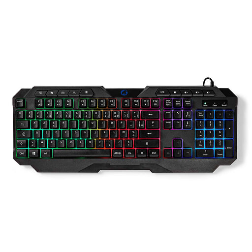 Nedis Wired Gaming Keyboard - USB Type-A, Membrane Keys, LED, Power cable length: 1.30 m - Multimedia