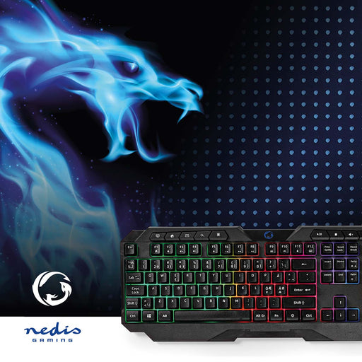 Nedis Wired Gaming Keyboard - USB Type-A, Membrane Keys, LED, Power cable length: 1.30 m - Multimedia