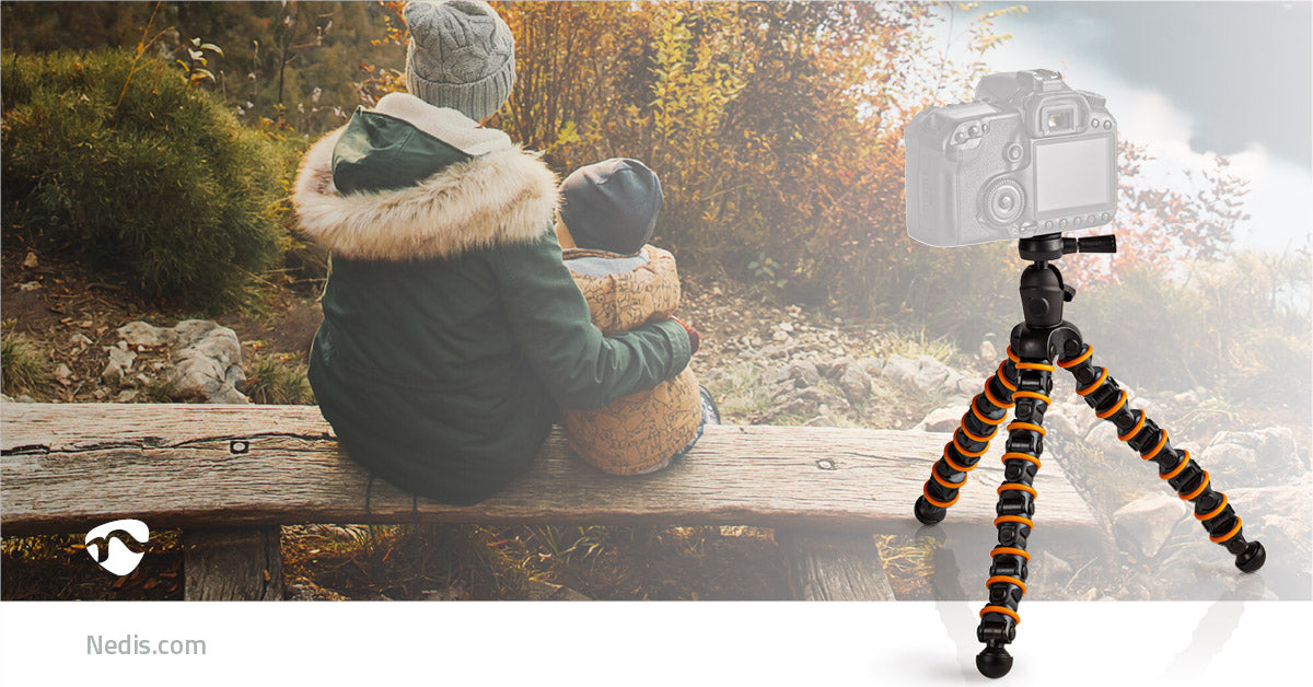 Nedis Gorilla Tripod - Maximum load capacity: 2.5 kg, 30.0 cm, 9 Segments, ABS / Plastic - Black / Orange