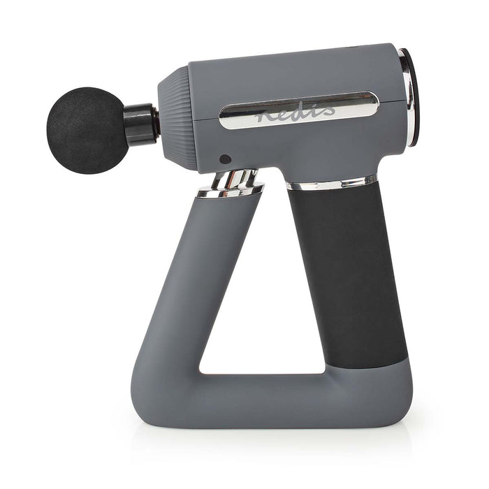 Nedis Sports Massage Gun - Battery Powered, Built-In Lithium-Ion, Rechargeable, USB-Cable - Grey