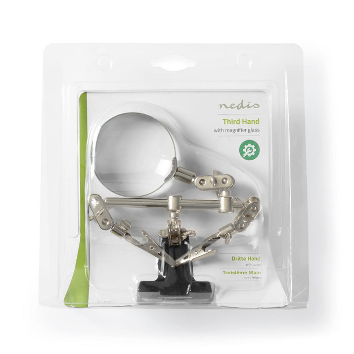 Nedis Helping Third Hand with Magnifier - Crocodile clips - Silver, 