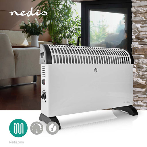 Nedis Convection Heater - 2000 W, 3 Heat Settings, Adjustable thermostat, Integrated handle(s) - White