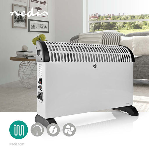 Nedis Convection Heater - 2000 W, 3 Heat Settings, Turbo function, Integrated handle(s) - White
