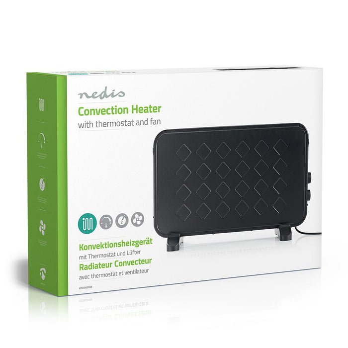 Nedis Convection Heater - 2000 W, 2 Heat Settings, Turbo function, Integrated handle(s) - Black
