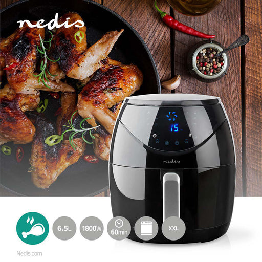 Nedis Hot Air Fryer - 6.5 l, Timer: 60 min, Digital, Digital - Black