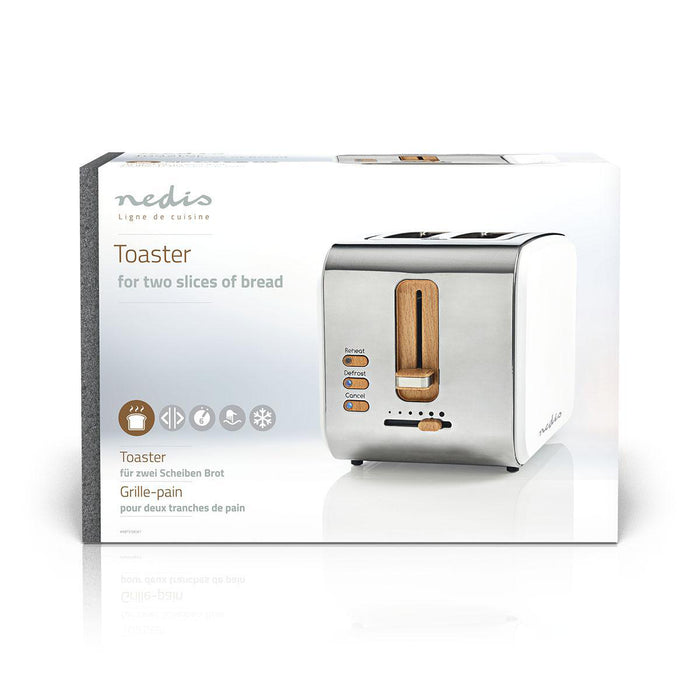 Nedis Toaster - Soft Touch Series, 2 Slots, Browning levels: 6, Defrost feature - White