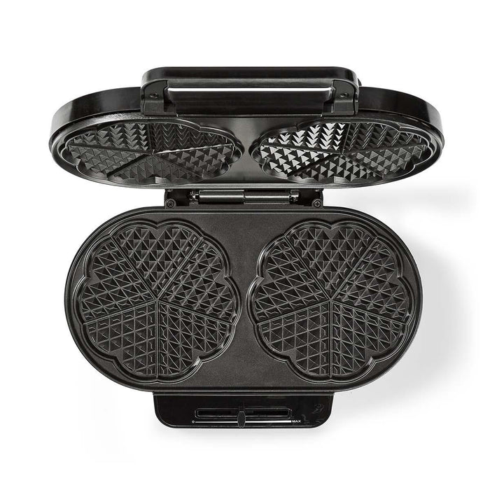 Nedis Waffle Maker - 2x 14 cm - 1200 W - Black, 