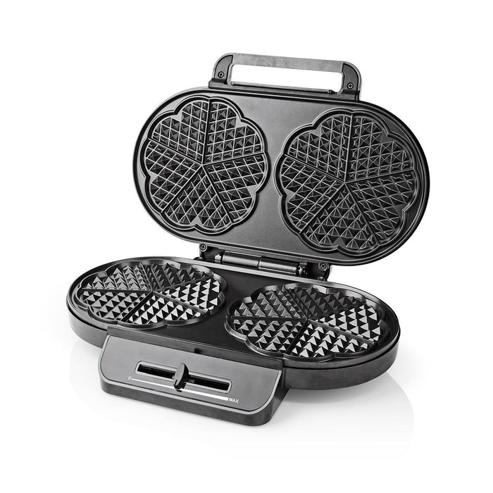 Nedis Waffle Maker - 2x 14 cm - 1200 W - Black, 