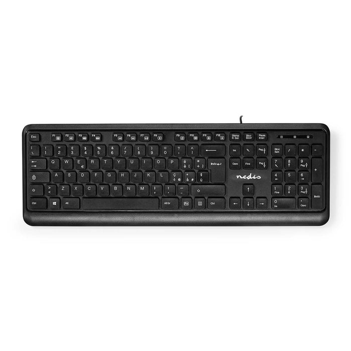 Nedis Wired Keyboard - USB-A, Multimedia, QWERTY, IT Layout - Numeric keypad