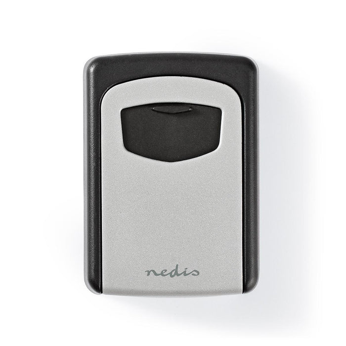 Nedis Vault - Key Safe, Combination Dial Lock, Indoor and Outdoor, 2 Keys Included - Black / Grey