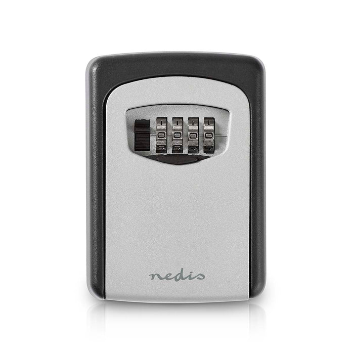 Nedis Vault - Key Safe, Combination Dial Lock, Indoor and Outdoor, 2 Keys Included - Black / Grey