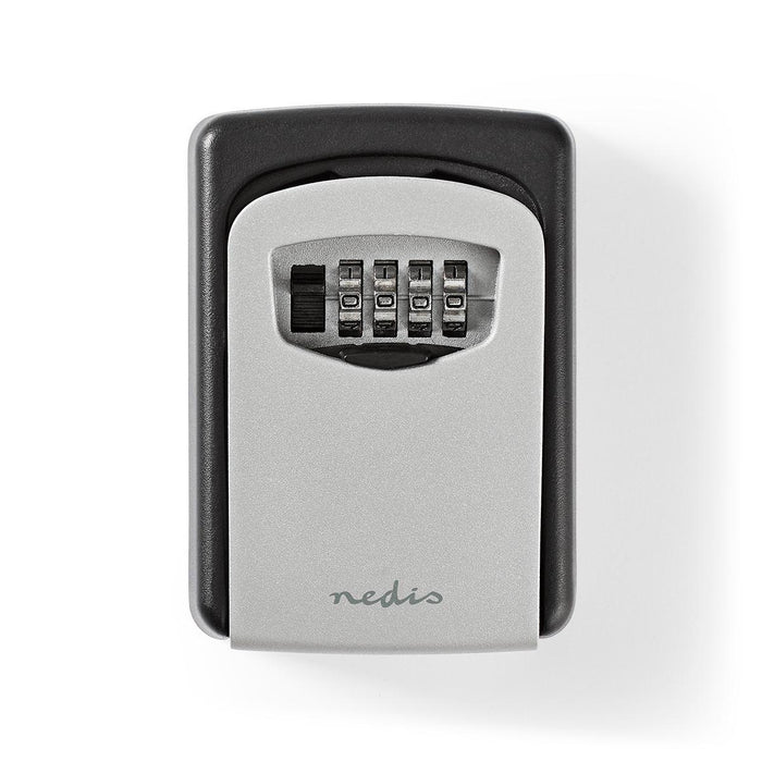 Nedis Vault - Key Safe, Combination Dial Lock, Indoor and Outdoor, 2 Keys Included - Black / Grey