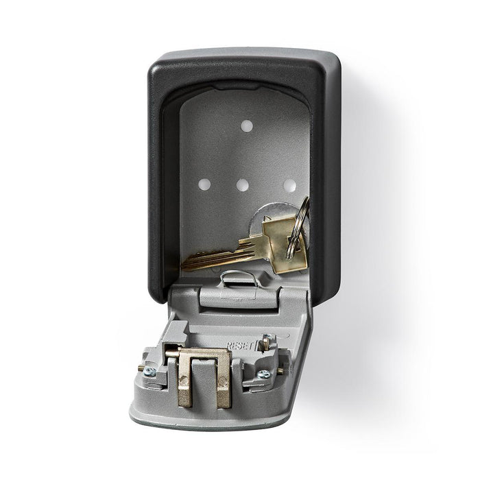 Nedis Vault - Key Safe, Combination Dial Lock, Indoor and Outdoor, 2 Keys Included - Black / Grey