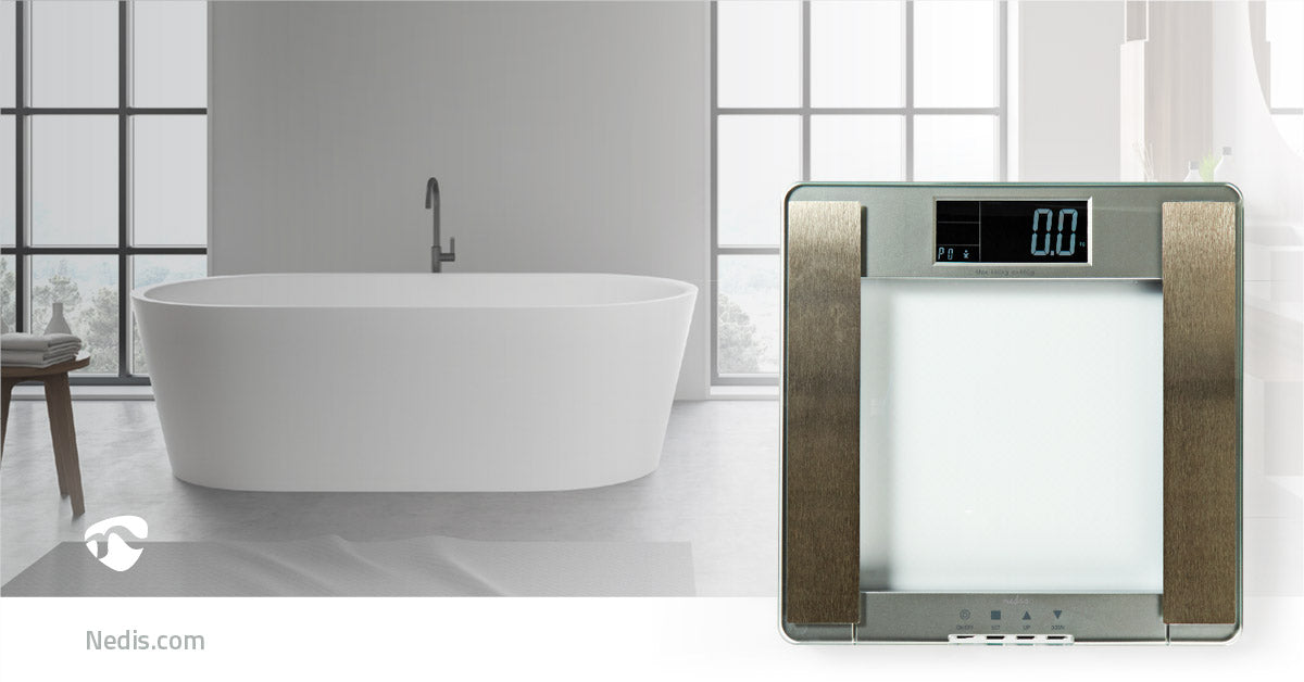 Nedis Personal Scale - Digital, Silver, Tempered Glass, Maximum weighing capacity: 180 kg - Body analysis