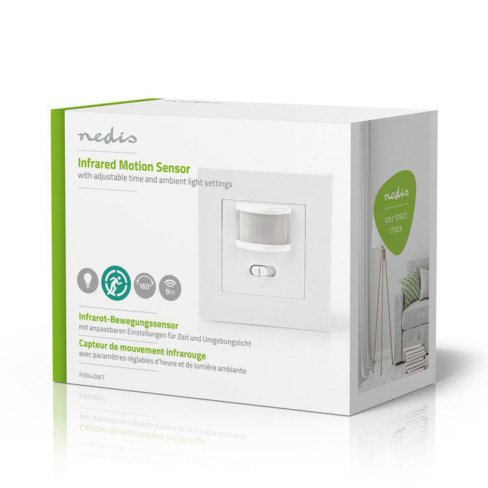 Nedis Motion Detector - Indoor, 2-wire, Type F (CEE 7/7), Sensor technology: PIR - Sensor reach: 0.0 - 9.0 m