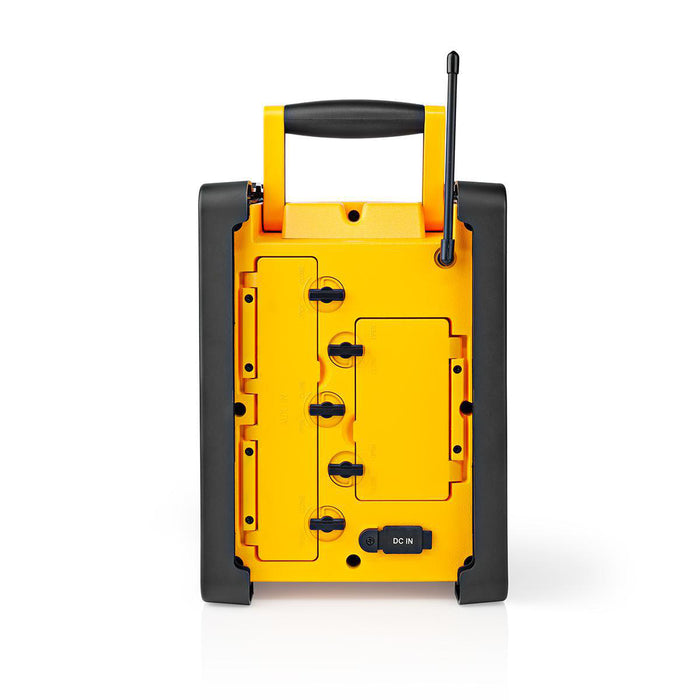 Nedis FM Radio - Jobsite Radio, FM, Battery Powered / Mains Powered, Carrying handle - Black / Yellow