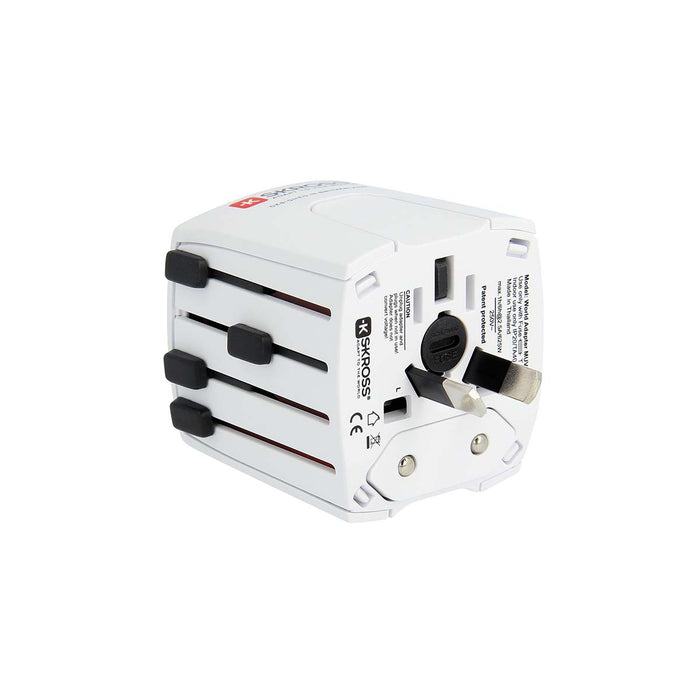 Skross MUV USB (2xA) Compact 2-pole world travel adapter with 2 integrated USB ports