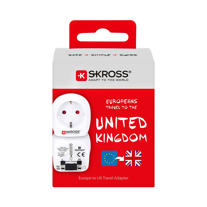 Skross Travel Adapter Europe to UK Earthed