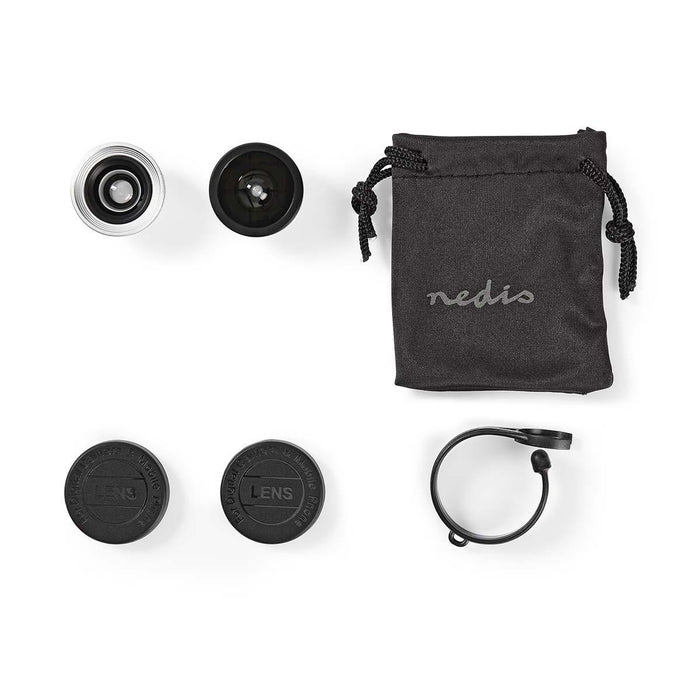 Nedis Camera Lens Kit - Used for: Smartphone / Tablet, 3-in-1, Lens type: Fish Eye / Macro / Wide Angle, Lens type: Fish Eye / Macro / Wide Angle - Screw and Plug