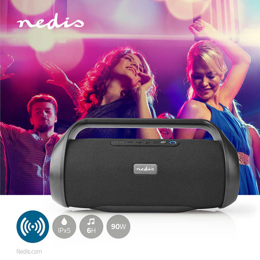 Nedis Bluetooth® Party Boombox - 6 hrs, 2.0, 132 W, Carrying handle - Black