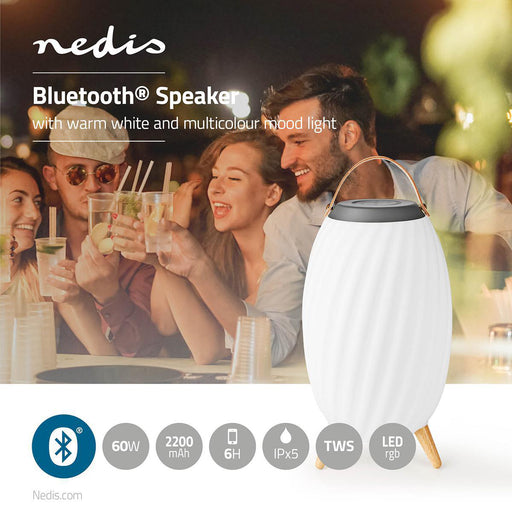 Nedis Bluetooth® Speaker with Mood Light - 6 hrs, Ambiance Design, 60 W, Linkable - Grey / White
