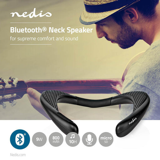 Nedis Bluetooth® Speaker - Battery play time: 10 hrs, Neck Design, 6 W, Built-in microphone - Black
