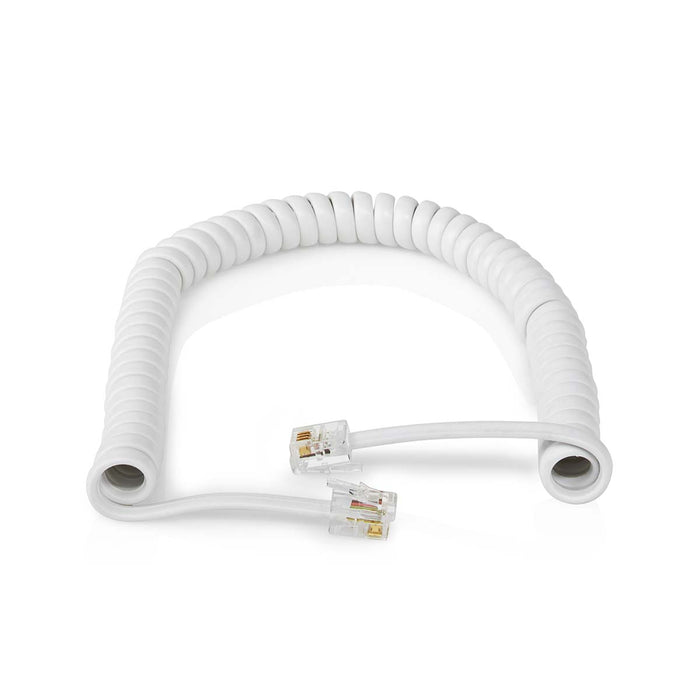 Nedis Telecom Cable - RJ10 Male, RJ10 Male, 2.00 m, Cable type: RJ10 - White