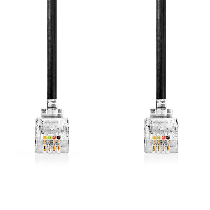 Nedis Telecom Cable - RJ10 Male, RJ10 Male, 2.00 m, Cable type: RJ10 - Black