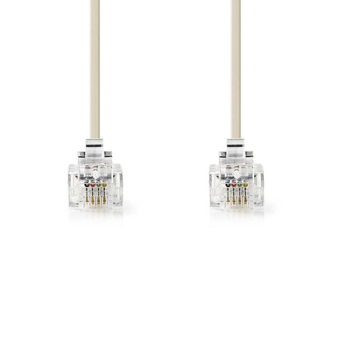 Nedis Telecom Cable - RJ11 Male, RJ11 Male, 5.00 m, Cable type: RJ11 - Ivory