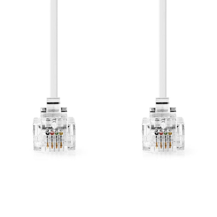 Nedis Telecom Cable - RJ11 Male, RJ11 Male, 5.00 m, Cable type: RJ11 - White