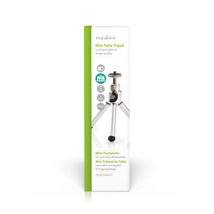 Nedis Tripod - Maximum load capacity: 0.8 kg, Minimum working height: 11 cm, Maximum working height: 14.5 cm, ABS / Steel - Silver