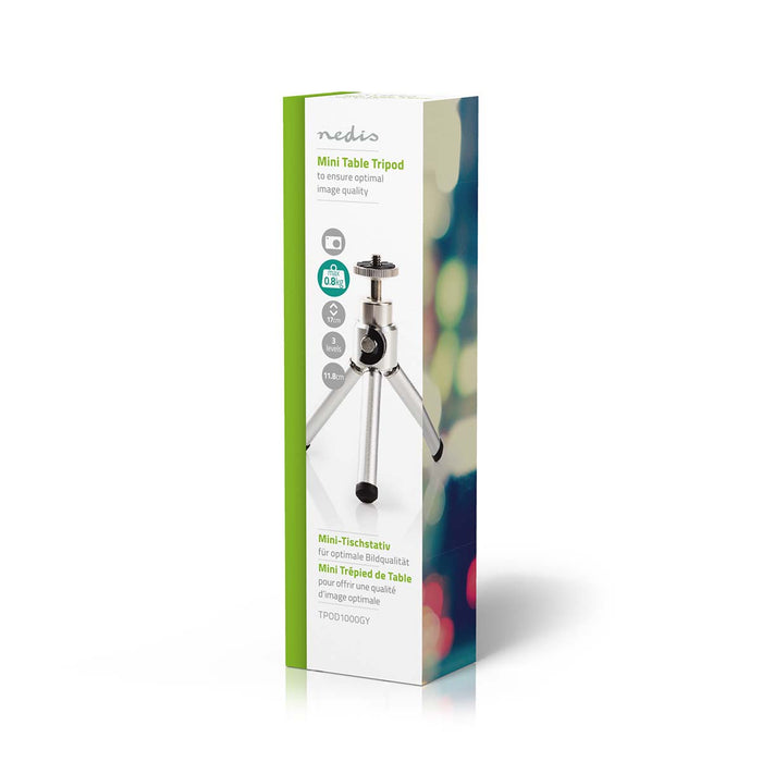 Nedis Tripod - Maximum load capacity: 0.8 kg, Minimum working height: 11 cm, Maximum working height: 14.5 cm, ABS / Steel - Silver