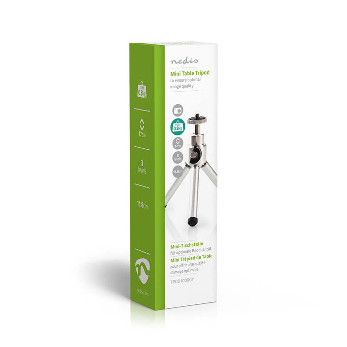 Nedis Tripod - Maximum load capacity: 0.8 kg, Minimum working height: 11 cm, Maximum working height: 14.5 cm, ABS / Steel - Silver