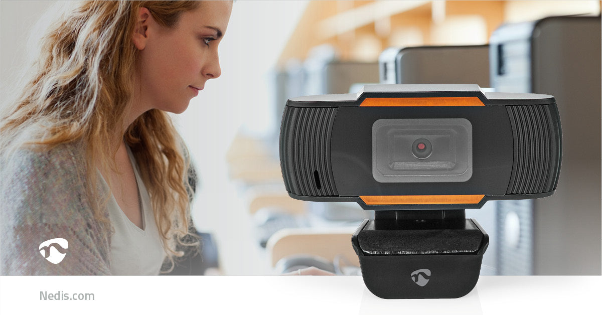 Nedis Webcam - Full HD@30fps, Fixed Focus, Built-In Microphone, Built-In Microphone - Black