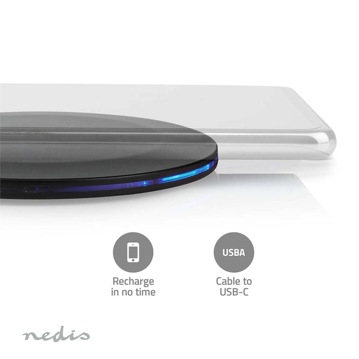Nedis Wireless Charger - 5 / 7.5 / 10 / 15 W, 2 A, LED-indicator in use, USB Type-A - 1.00 m