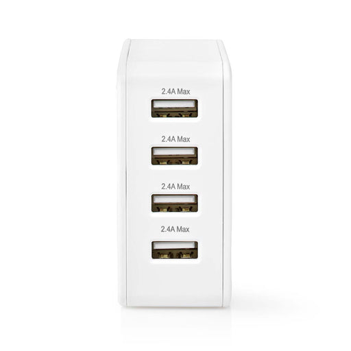 Nedis Wall Charger - 2x 1.0 A / 2x 2.4 A, Number of outputs: 4, Port type: 4x USB-A, 24 W - Single Voltage Output