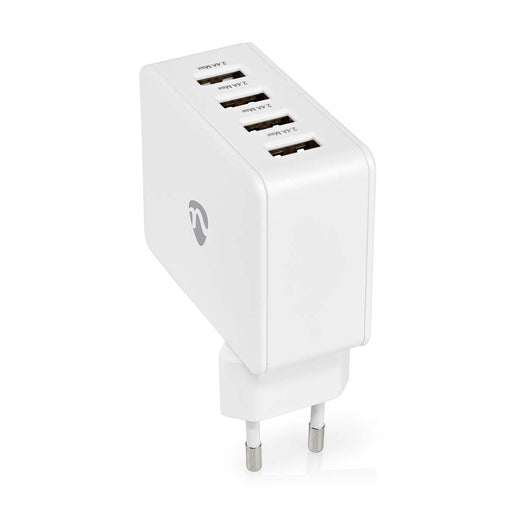 Nedis Wall Charger - 2x 1.0 A / 2x 2.4 A, Number of outputs: 4, Port type: 4x USB-A, 24 W - Single Voltage Output