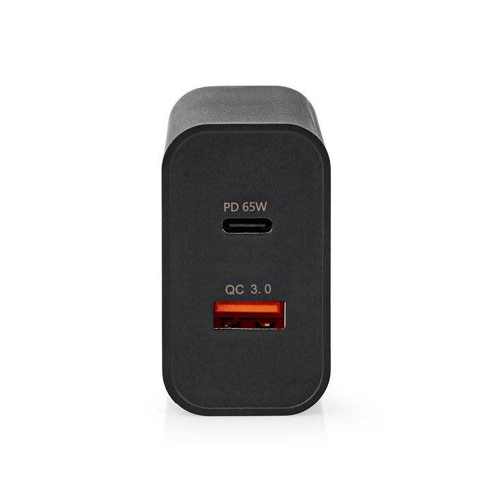 Nedis Wall Charger - 65 W, Quick charge feature, 2.0 / 2.25 / 3.25 A, USB-A / USB-C - Automatic Voltage Selection