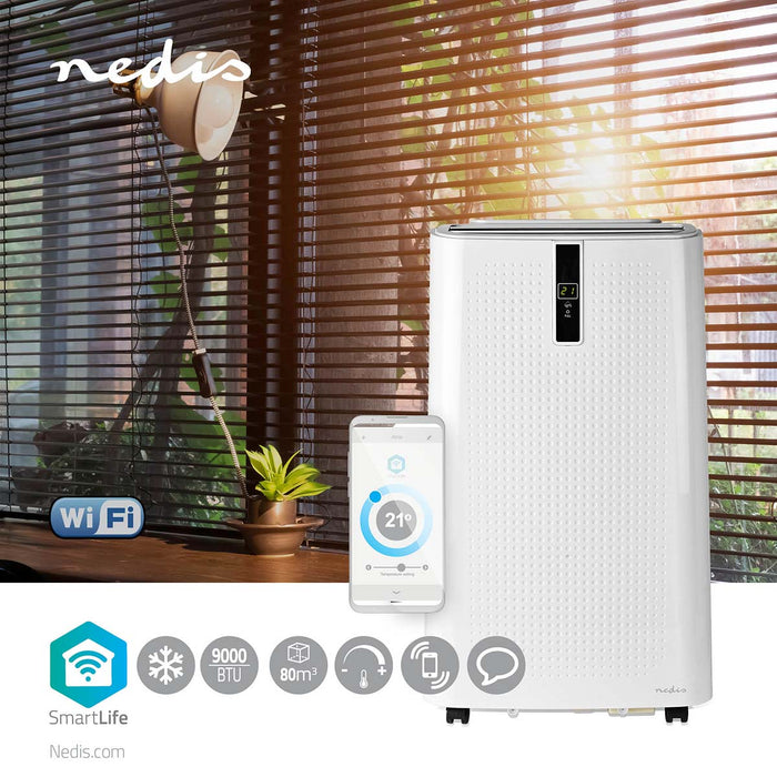 Nedis SmartLife 3-in-1 Air Conditioner - Wi-Fi, 9000 BTU, 80 m³, 65 dB - White